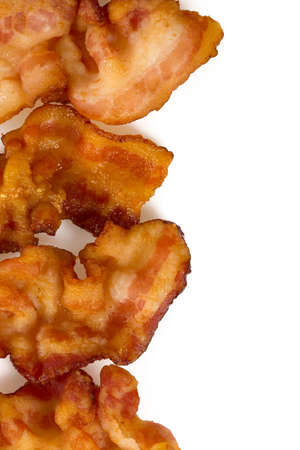 fried bacon isolated on white