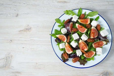 figs, feta,rucola and pecan nut saladの写真素材