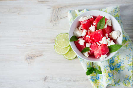 Water melon and feta saladの写真素材