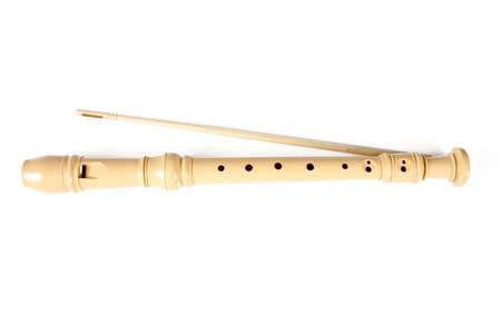 Wooden flute isolated on white