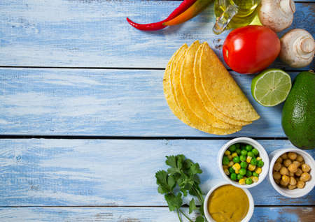 Ingredients for vegetable tacosの写真素材