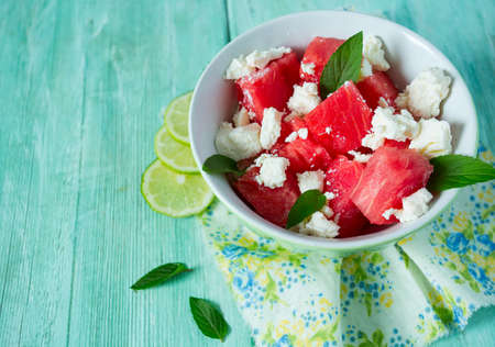 water melon and feta saladの写真素材