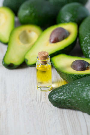 avocado oil on wooden surface