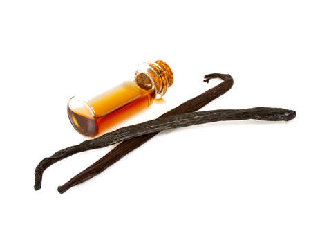 vanilla extract isolated on whiteの写真素材