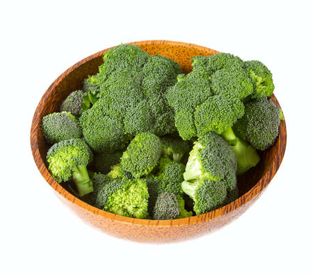 fresh broccoli isolated on whiteの写真素材