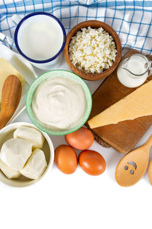 dairy products isolated on white backgroundの写真素材