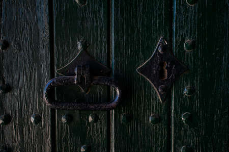 old antique door handle close-upの写真素材