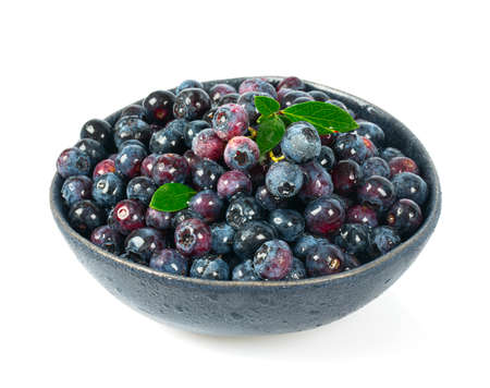 fresh blueberries in a black bowl