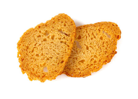 bruschetta (bread) chips isolated on white backgroundの写真素材