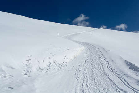 snowpath on a bright sunny day