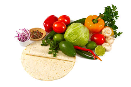 ingredients for vegetable tacosの写真素材