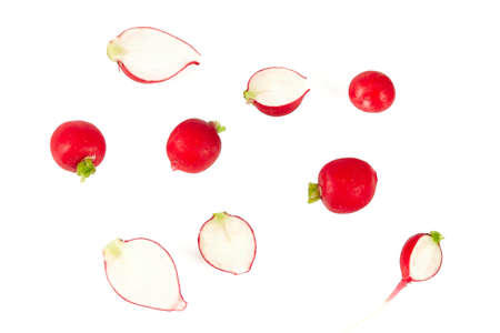 fresh radish isolated on white backgroundの写真素材