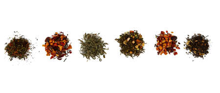 assortment of tea isolated on white backgroundの写真素材