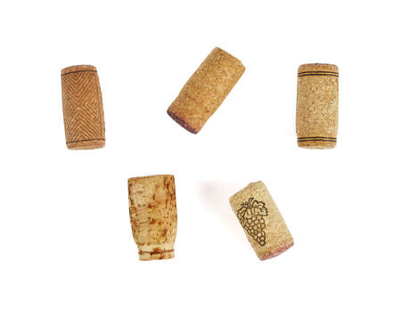 wine corks isolated on white backgroundの写真素材