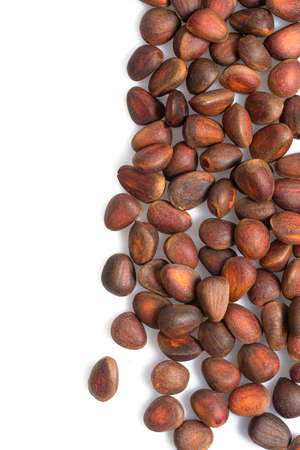 pine nuts isolated on white background, close up