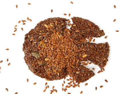 flaxseed crackers isolated on white backgroundの写真素材