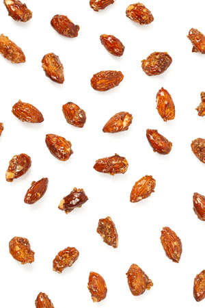 sugared almonds isolated on white background, top viewの写真素材