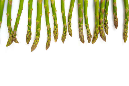 fresh green asparagus isolated on white backgroundの写真素材