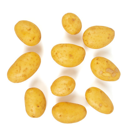 fresh potatoes isoalted on white background, top viewの写真素材