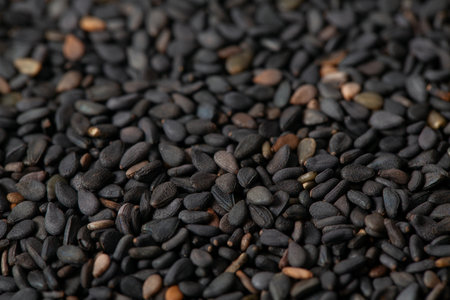 Black sesame seeds close up.の写真素材