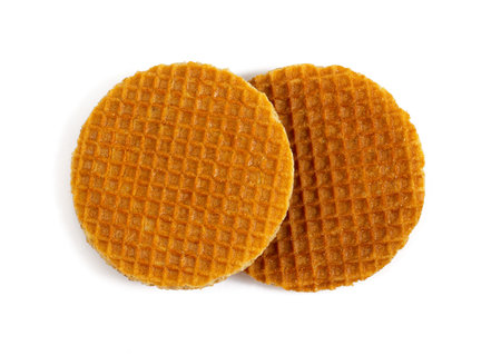 Dutch waffle isolated on white backgroundの写真素材
