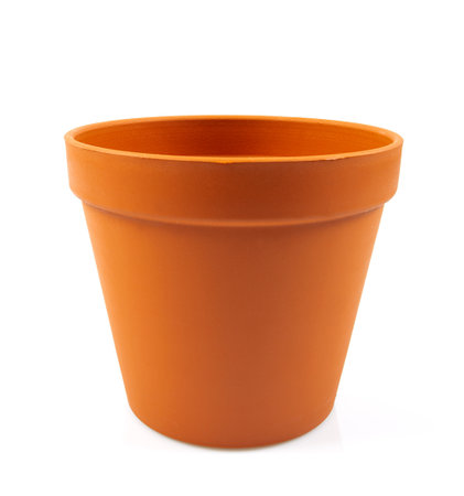 plastic pot isolated on white backgroundの写真素材