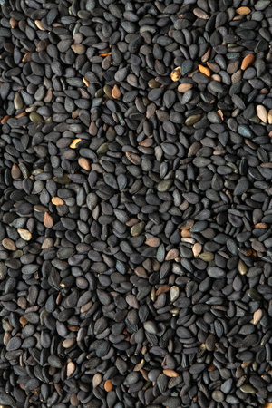 Black sesame seeds close up.の写真素材