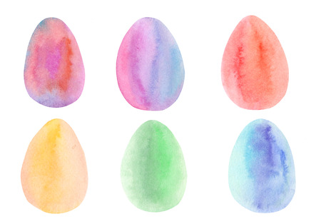 Watercolor set of space eggs の写真素材