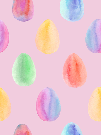Watercolor Easter eggs seamless pattern pinkの写真素材