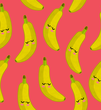 fruits seamless pattern isolated coral background bananaの写真素材