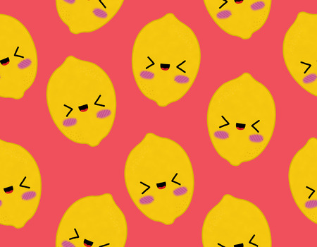 fruits seamless pattern isolated coral background lemonの写真素材