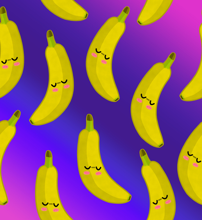 fruits seamless pattern isolated gradient background bananaの写真素材