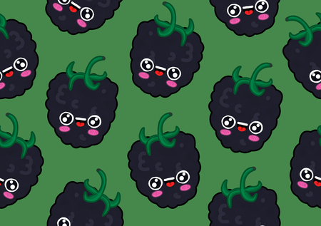 berries seamless pattern isolated green backgroundの写真素材