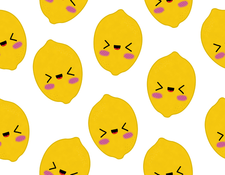 fruits seamless pattern isolated white background lemonの写真素材