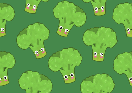 fruits seamless pattern isolated green background broccoliの写真素材