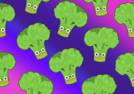 fruits seamless pattern isolated gradient background broccoliの写真素材