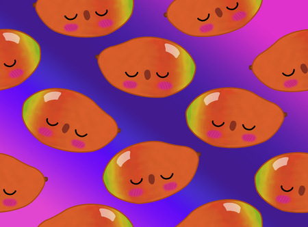 fruits seamless pattern isolated gradient background mangoの写真素材