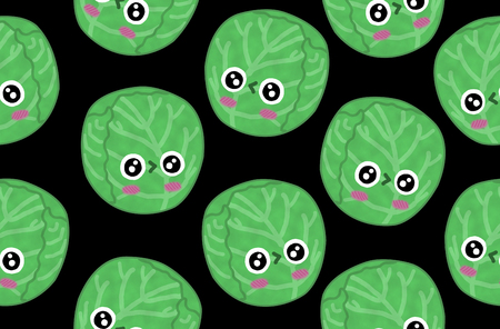 fruits seamless pattern isolated black background cabbageの写真素材