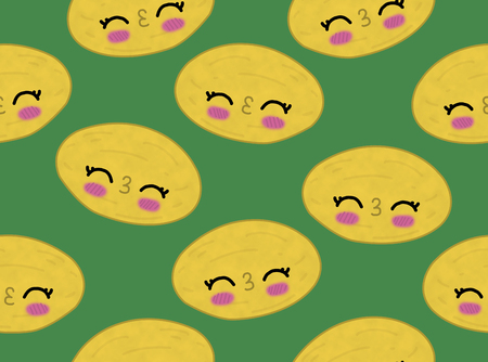 fruits seamless pattern isolated green background melonの写真素材