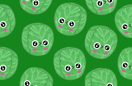 fruits seamless pattern isolated green background cabbageの写真素材