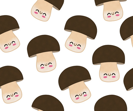 mushrooms seamless pattern isolated white background boletusの写真素材