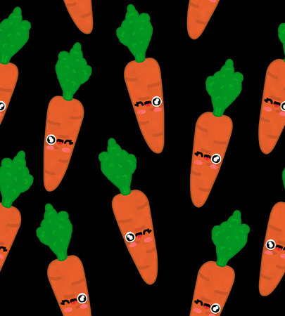 fruits seamless pattern isolated black background carrotの写真素材
