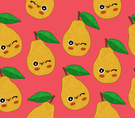 fruits seamless pattern isolated coral background pearの写真素材