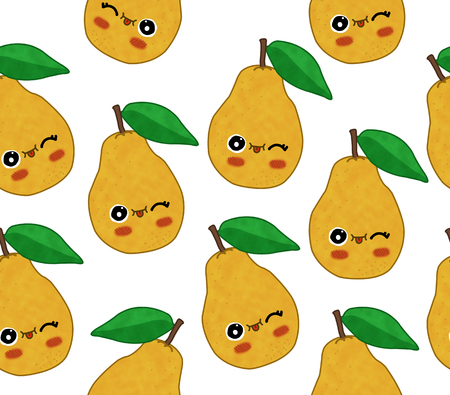 fruits seamless pattern isolated white background pearの写真素材