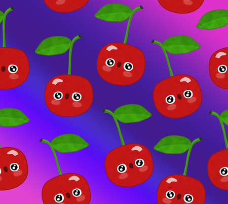 berries seamless pattern isolated gradient background cherryの写真素材