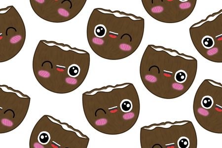 fruits seamless pattern isolated white background coconutの写真素材