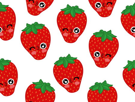 berries seamless pattern isolated white background strawberryの写真素材