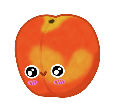 Peach fruit with funny faceの写真素材