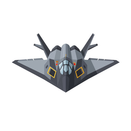 Detailed vector illustration of a stealth aircraft, perfect for aviation-themed designs and educational materials.のイラスト素材