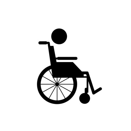 Black wheelchair icon representing accessibility and disability.のイラスト素材